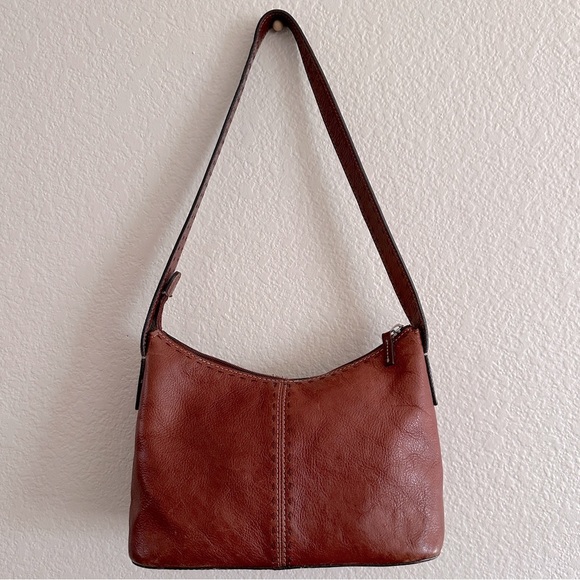 FOSSIL Topstitch VINTAGE Leather Shoulder Bag in British Tan Brown - Picture 3 of 10